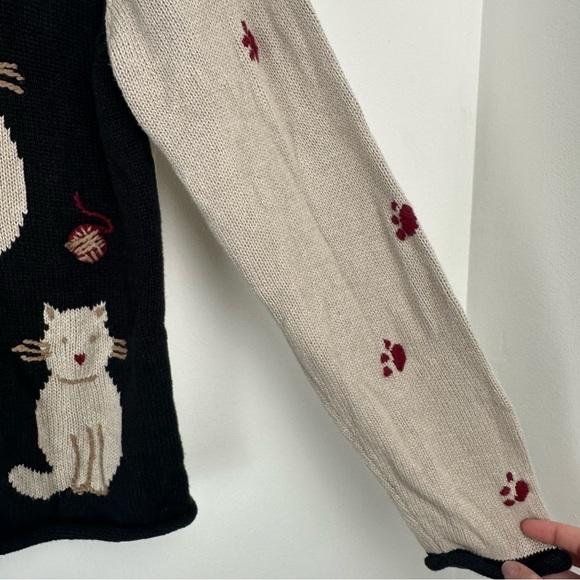 Christopher Banks Cardigan Size Large Embroidered Cat Mom Teacher Maximalist - Picture 7 of 12